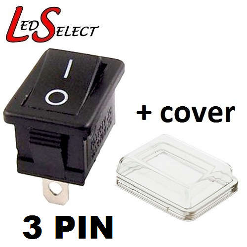 Switch Rocker Panel Button 3 PIN Black 250V 6A with Clear Cover **LOCAL STOCK**