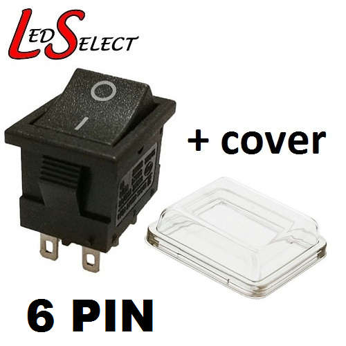 Switch Rocker Panel Button 6 PIN Black 250V 6A On-Off with Clear Cover **LOCAL STOCK**