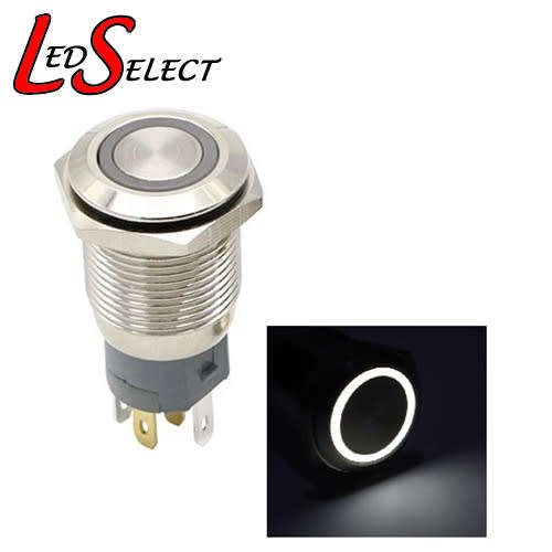 Switch Angel Eye Illuminated Momentary White Ring DC 12V 16mm **LOCAL STOCK**