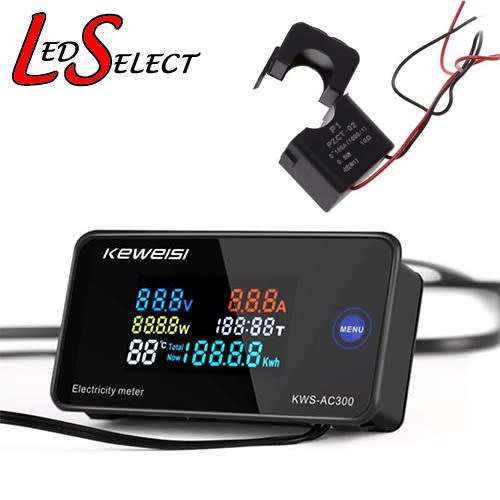 Meter Energy Watt 6-IN-1 AC 220V 100A + Open Close Ring **LOCAL STOCK**