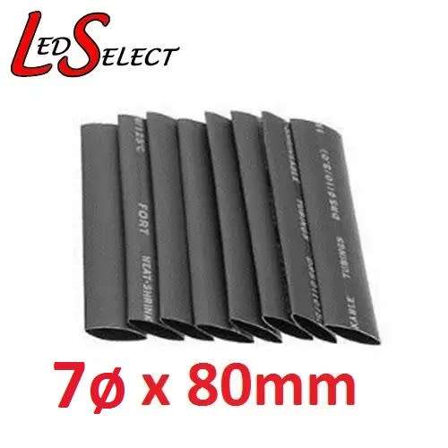 Heat Shrink 7mm Diameter 80mm Long Black **LOCAL STOCK**