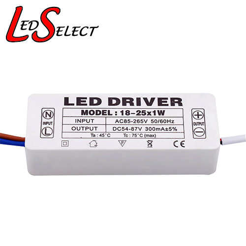 Driver 1W 220V (18-25Led) 300mA with Cover **LOCAL STOCK**