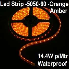 Led Strip Light 5050-Orange/Amber-Water Resistant-60 Led p/mtr-14.4W p/mtr-Price p/mtr