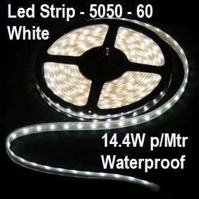 Led Strip Light 5050-Cool White-Waterproof-60 Led p/mtr-14.4W p/mtr-Price p/mtr