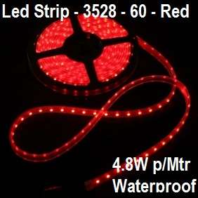 Led Strip Light 3528-Red-Waterproof-60 Led p/mtr-4.8W p/mtr-Price p/mtr