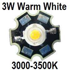 3W Led Warm White 3000-3500K 3.4-3.8V 600mA on Aluminium Base