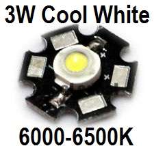 3W Led Cool White 6000-6500K on Aluminium Base