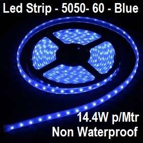 Led Strip Light 5050-Blue-Non Waterproof-60 Led p/mtr-14.4W p/mtr **IN STOCK**