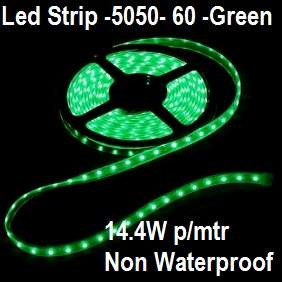Led Strip Light 5050-Green-Non Waterproof-60 Led p/mtr-14.4W p/mtr