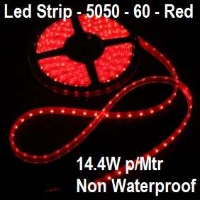Led Strip Light 5050-Red-Non Waterproof-60 Led p/mtr-14.4W p/mtr