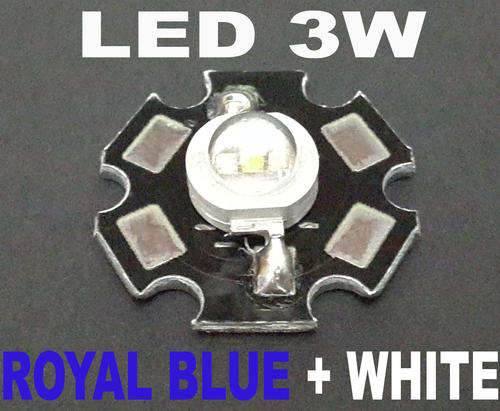 3W Led for Aquarium (1x White 10K /2x Royal Blue 450nm) on Aluminium Base Plate **IN STOCK**