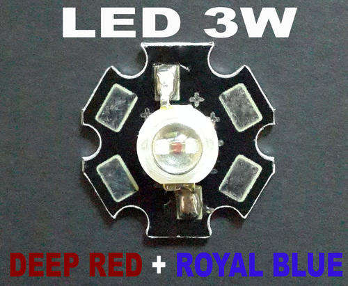 3W Led for Aquarium (1x Deep Red 660nm / 2x Royal Blue 450nm) on Aluminium Base Plate