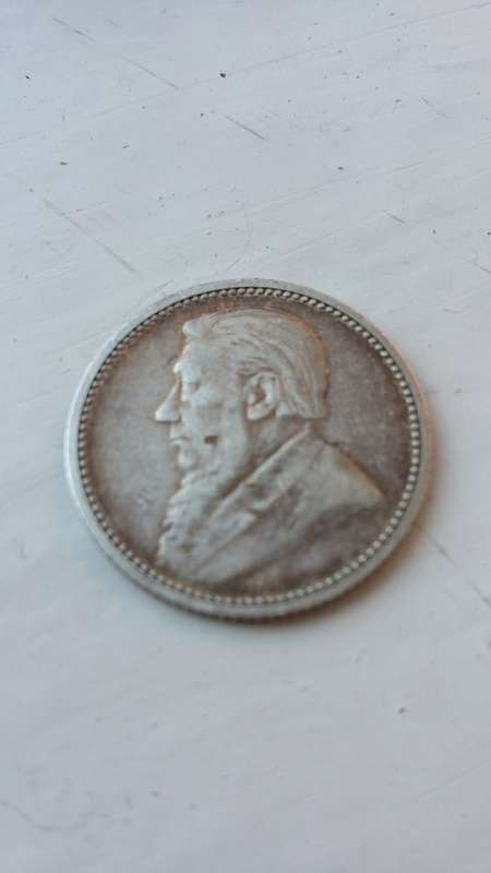 SCARCE!!! 1895 ZAR Sixpence coin