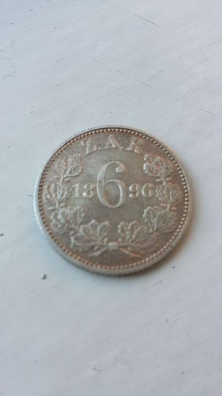 SCARCE!!! 1896 ZAR Sixpence coin