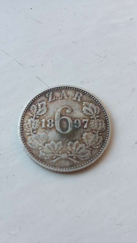 SCARCE!!! 1897 ZAR Sixpence coin