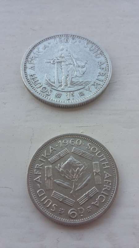 1960 SIXPENCE AND ONE SHILLING COMBO! BEAUTIFUL COINS! BID FOR LOT!