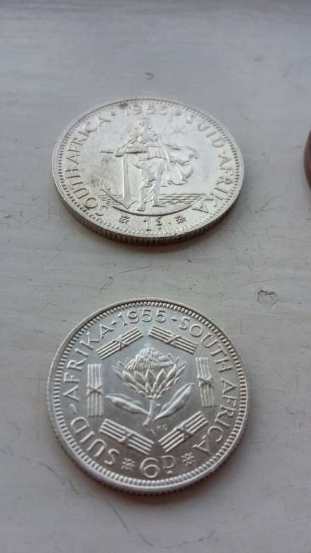 PARTIAL SET OF SA UNION 1955 COINS! BID FOR LOT! GOOD CONDITION!!!