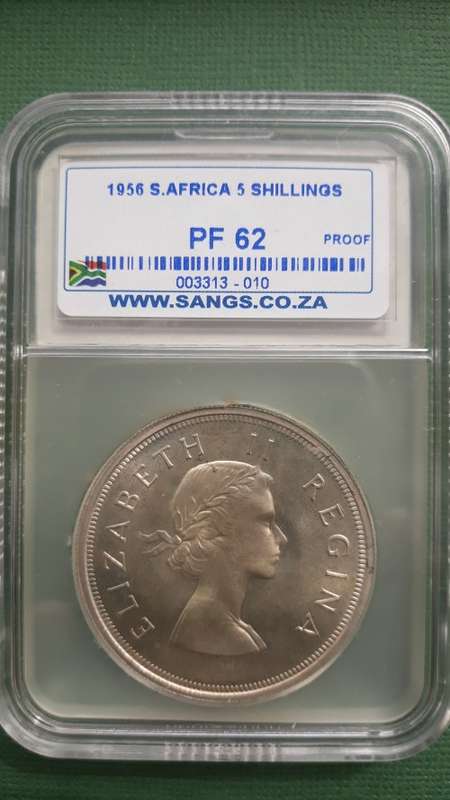 1956 SA Union 5 Shillings (Crown) Proof SANGS PF62. Beautiful! R1 Start!