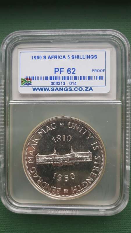 1960 SA Union 5 Shillings (Crown) Proof SANGS PF62. Beautiful! R1 Start!