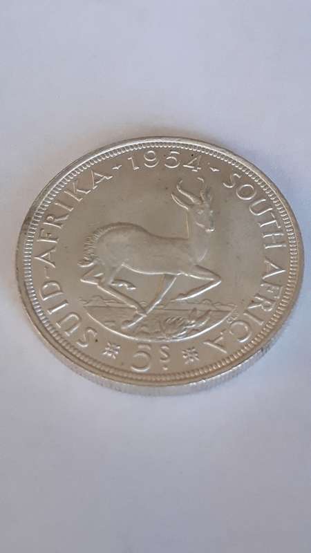 Beautiful 1954 SA Union 5 Shilling coin (Crown) SCARCE DATE! R1 Start!