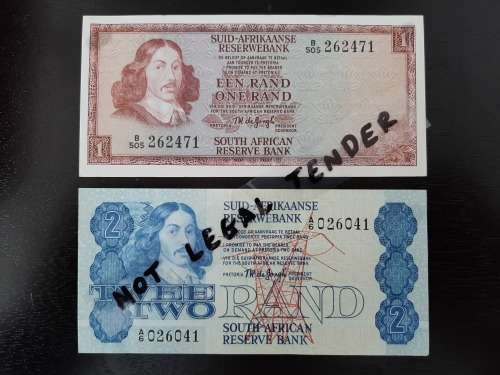Set of TW de Jongh Banknotes! From R 10 to R 1! (Four notes) Bid for Lot!