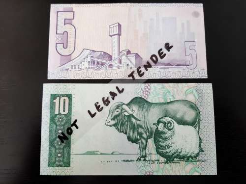 Set of TW de Jongh Banknotes! From R 10 to R 1! (Four notes) Bid for Lot!