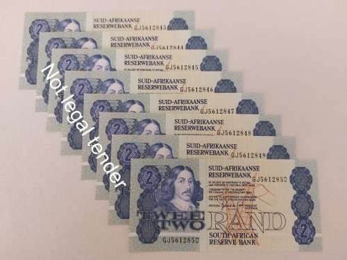 Super Sale! 8 x Gerhard de Kock R2 RSA Notes in Sequence!