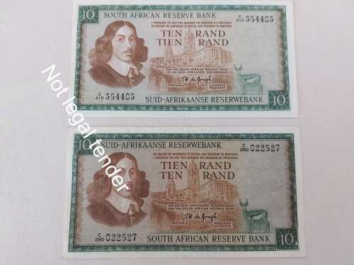 Super Sale! Set of Two TW de Jongh RSA R10 Notes: A/E & E/A!