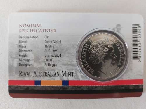 Super Sale! RARE! Australian 2014 BOER WAR Colour Printed Coin in Protective Card Casing!
