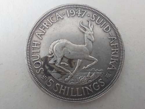 Super Sale! SA Union 1947 First Edition 5 Shillings 80% Silver Coin!