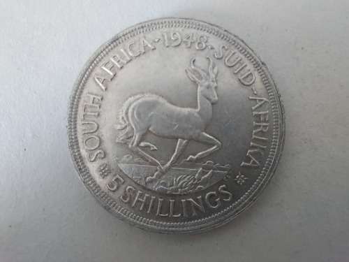 Super Sale! SA Union 1948 5 Shillings 80% Silver Coin!
