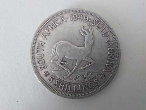 Super Sale! SA Union 1949 5 Shillings 80% Silver Coin!