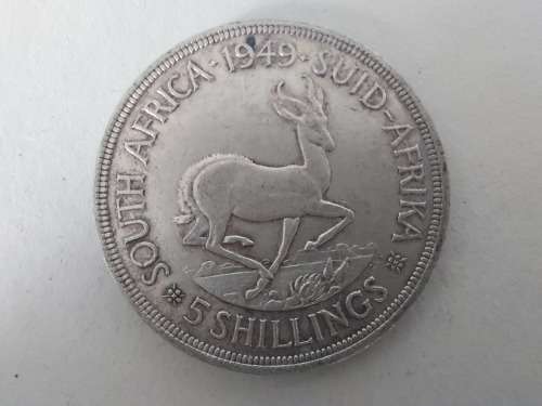 Super Sale! SA Union 1949 5 Shillings 80% Silver Coin!