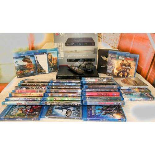 LG 3D Blu-ray DVD Player, includes 34 Blue Ray dvd`s