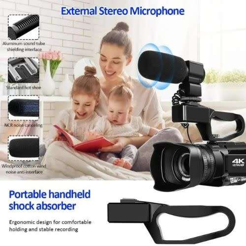 KOMERY RX100 4K Ultra HD 48MP Camcorder Video Camera for YouTube Live Streaming 30X Digital Zoom IR