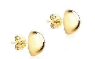 9ct YELLOW GOLD HALF-BALL STUD EARRINGS (NEW - WITH VALUATION CERTIFICATE)