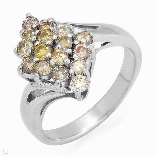 Ring With 0.90ctw Genuine Diamonds Made in 14K White Gold- Size 6,