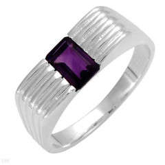 Nice Ring With 0.70ctw Genuine Amethyst Made of Solid 925 Sterling silver- Size 10