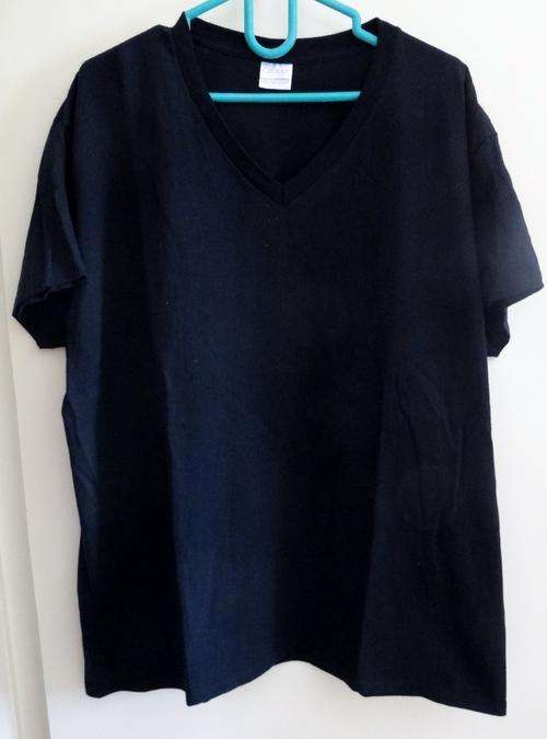 Mens 2XL T shirt, Black Ultra Cotton/V Neck