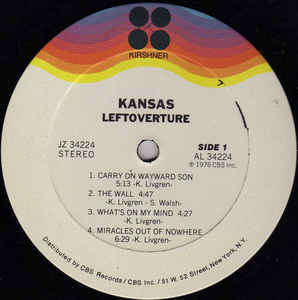 Kansas (2) **Leftoverture **(LP, Album) Kirshner JZ 34224 US 1976