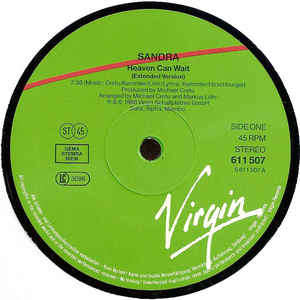 Sandra ¿¿ Heaven Can Wait**Virgin ¿¿ 611 507-213**Vinyl, 12", Single, 45 RPM **Europe==1988