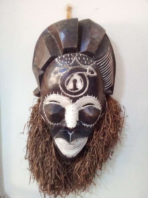 Massive African Mask - Made from Wood, Copper Inlays, Ect.. - Amazing