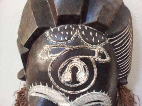 Massive African Mask - Made from Wood, Copper Inlays, Ect.. - Amazing