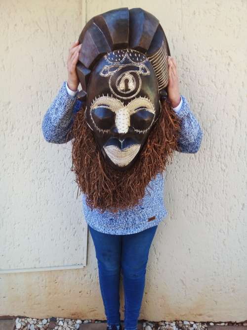 Massive African Mask - Made from Wood, Copper Inlays, Ect.. - Amazing