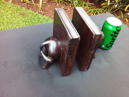 Wooden Elephant Book Ends - AMAZING CONDITION