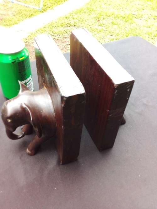 Wooden Elephant Book Ends - AMAZING CONDITION