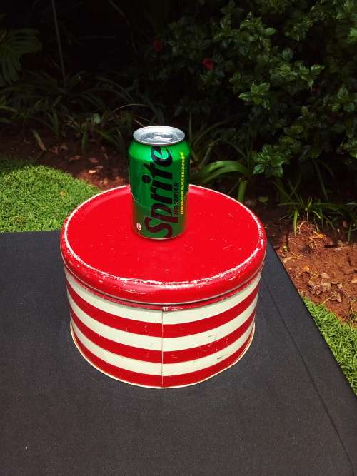 2 x Vintage Red and White Striped Goodhope Ware Tins Set