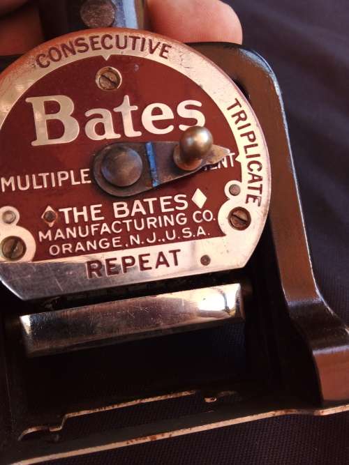 VINTAGE BATES STANDARD MULTIPLE MOVEMENT NUMBERING MACHINE 6 WHEELS  SIZE E (920607) MADE IN U.S.A