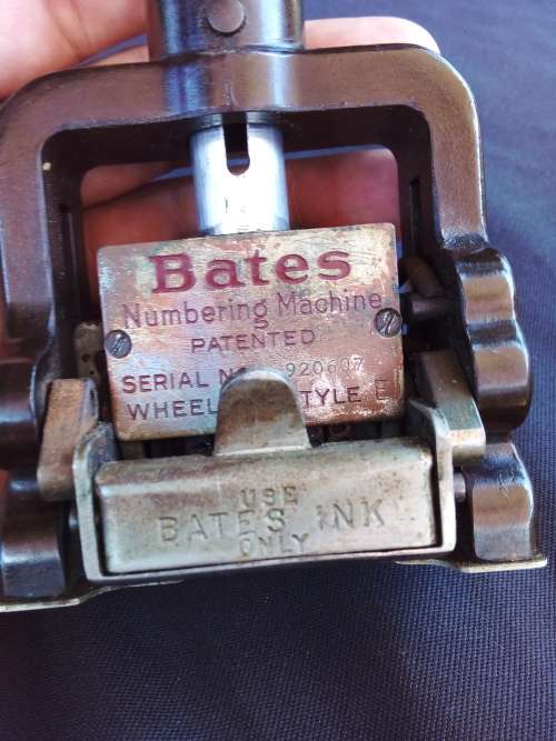 VINTAGE BATES STANDARD MULTIPLE MOVEMENT NUMBERING MACHINE 6 WHEELS  SIZE E (920607) MADE IN U.S.A