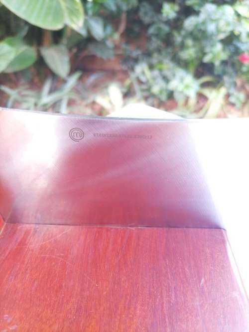 BILTONG CUTTER - MASTERCHEF X30CR13 CLEAVER - B245A - WITH OAK WOODEN STAND - AMAZING VERY HEAVY